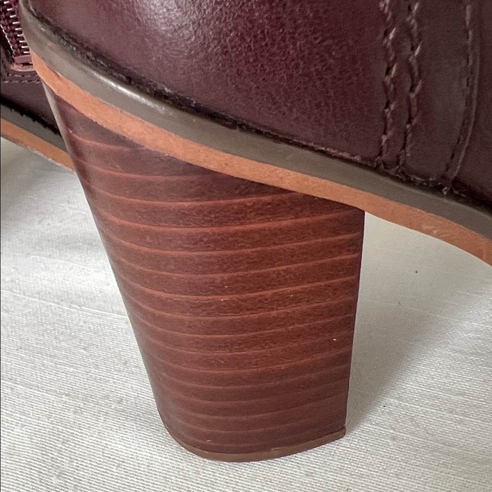 Franco Sarto Women's Burgundy Leather Ankle Boots - Picture 8 of 10